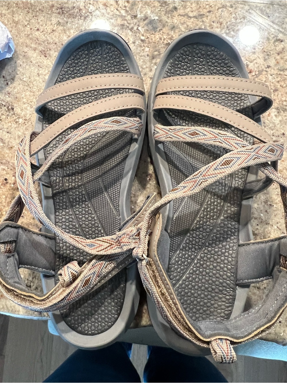 Women’s Beige and Gray Comfort Strap Sandals